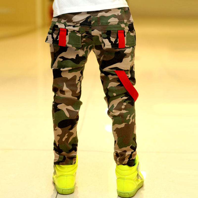 New Autumn Teens Jeans For Boy Camouflage Baby Boys Jeans Pants Designer Kids Jean Children's Elastic Waist Denim Long Pant