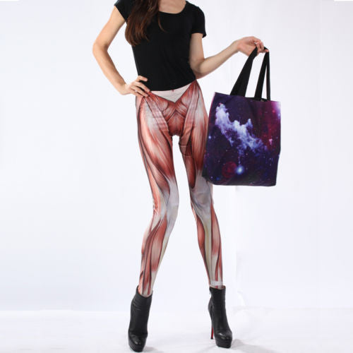 Muscle Print Black White Soft Leggings for Gal Vascular Galaxy