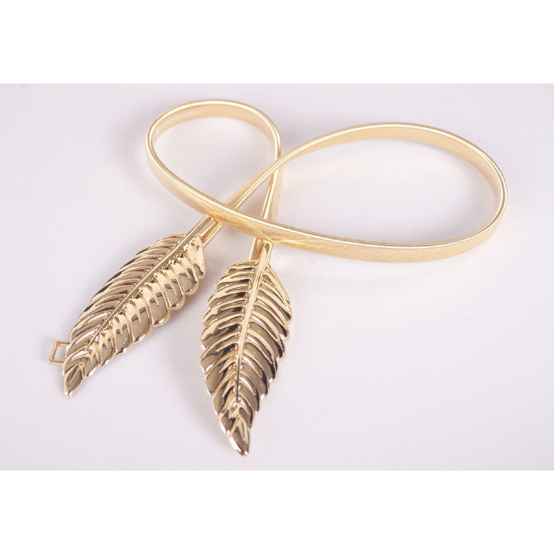 Women Metal Leaves Elastic Waist Dress Belt Strap Waistband Wholesale