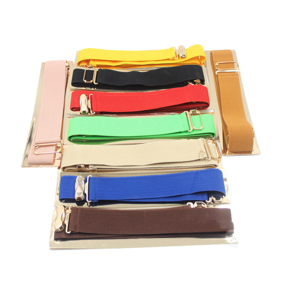 Elastic Mirror Golden Metal Waist Belt Wide Band For Women