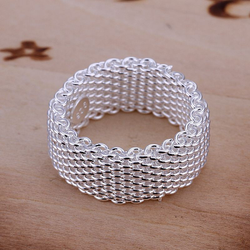 Fashion Net Ring Women&Men Gift Silver Jewelry