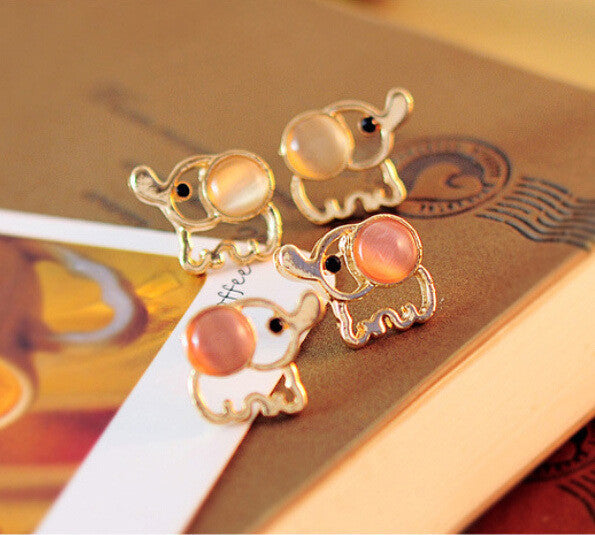 Fashion Lovely Cute Baby Elephant Opal stud earrings women
