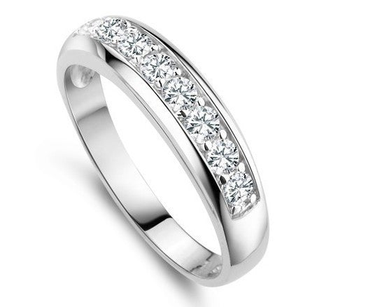 Women Wedding Band Zircon Sterling Silver Simulated Diamond Rings