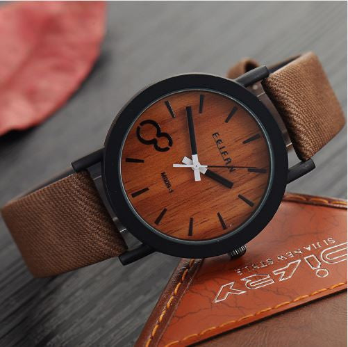 Simulation Wooden Relojes Quartz Men Watches Casual Wooden Color Leather Strap Watch Wood Male Wristwatch Relogio Masculino