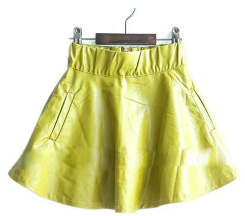 Baby Kids Girls PU Faux Leather Elastic Skirts Tutu Skirt Autumn Short Skirt