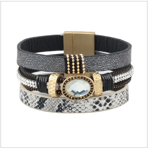 Crystal Leather Bracelet Men/Women
