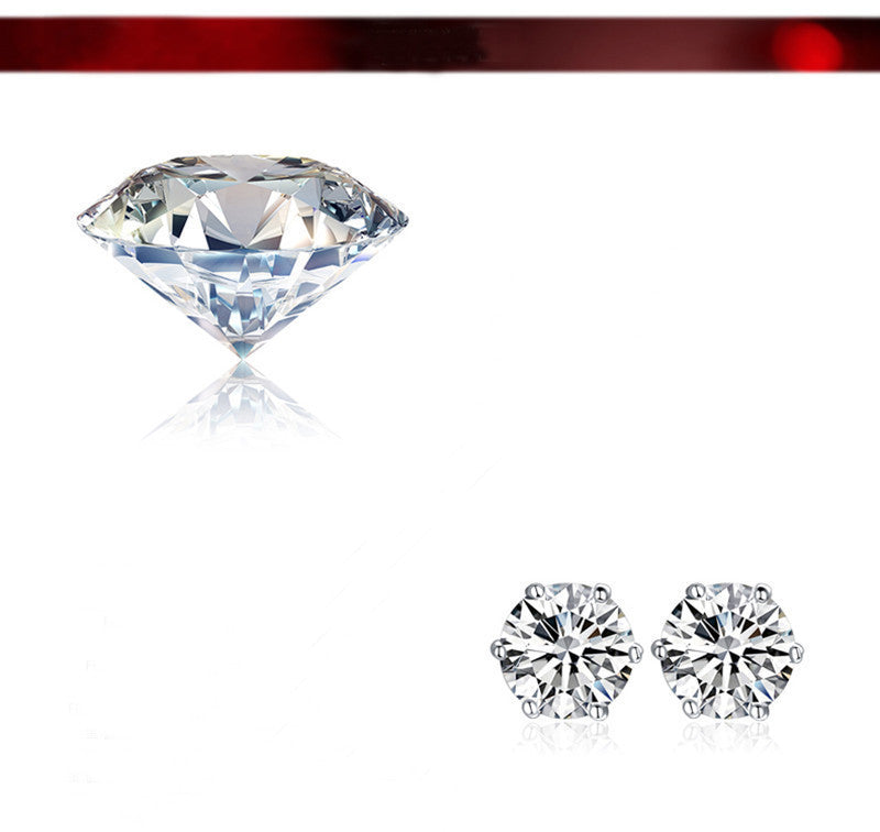 Simple New Design Rhinestone Crystal Silver Stud Earrings