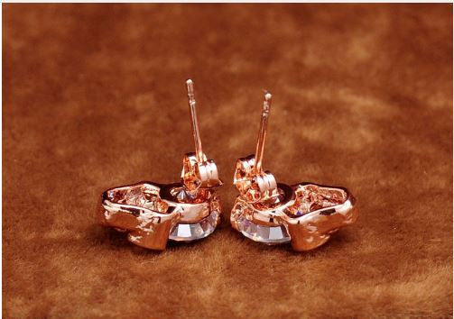 Vintage Stud Earrings CZ Diamond 18K Gold Plated Skull Stud Earrings