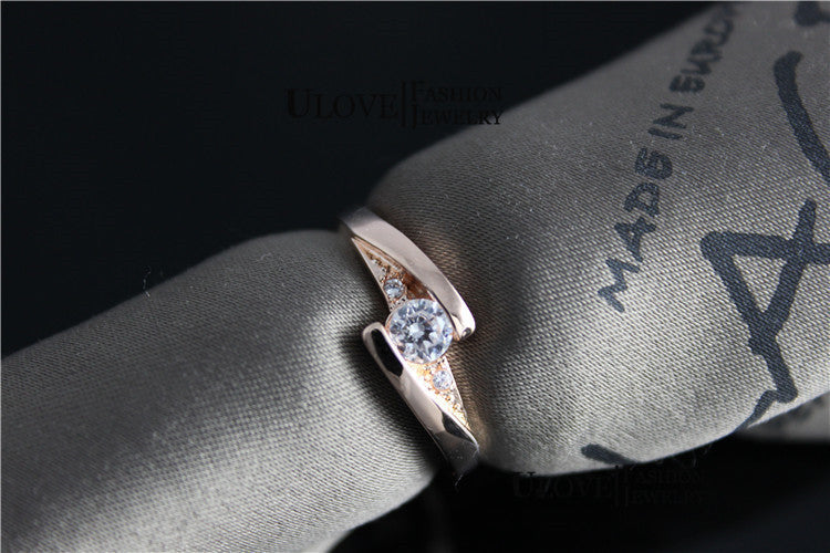White Gold Plated Wedding Jewelry Rings for Women Crystal Engagement Silver Zircon CZ Diamond Ring