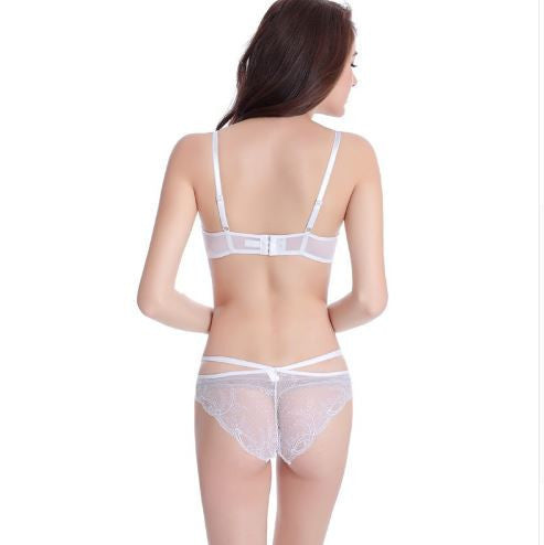 Sexy Women Embroidery Lace Bra Set Solid Push Up Underwire Bandage Underwear Briefs