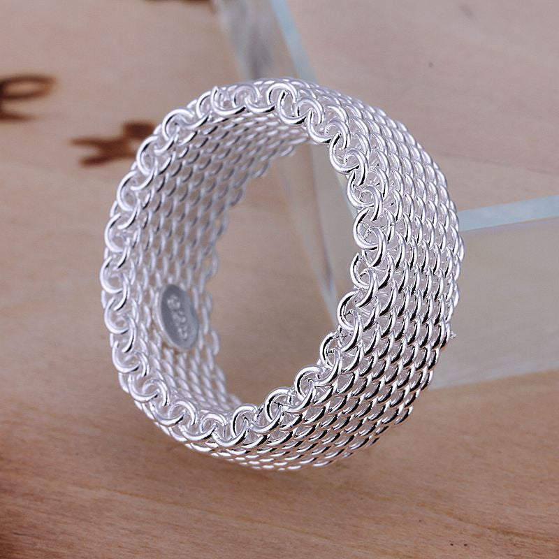 Fashion Net Ring Women&Men Gift Silver Jewelry