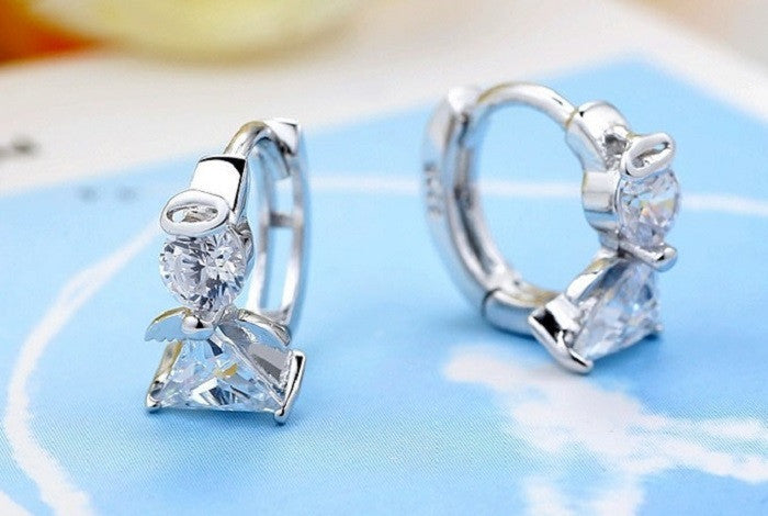 Angle Stud Earring Women Earings Fashion Sterling Silver Crystal Earrings