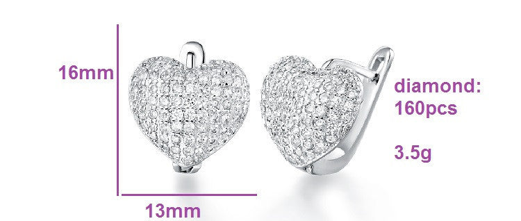 Sterling Silver Trendy Heart Stud Earrings for Women with Stone Simulated Diamond