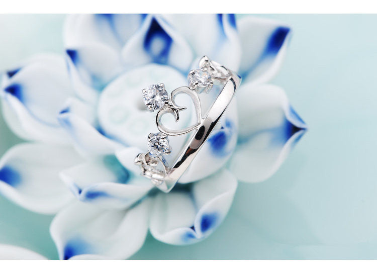 One Piece Crown Rings for Women Simulated Diamond Jewelry