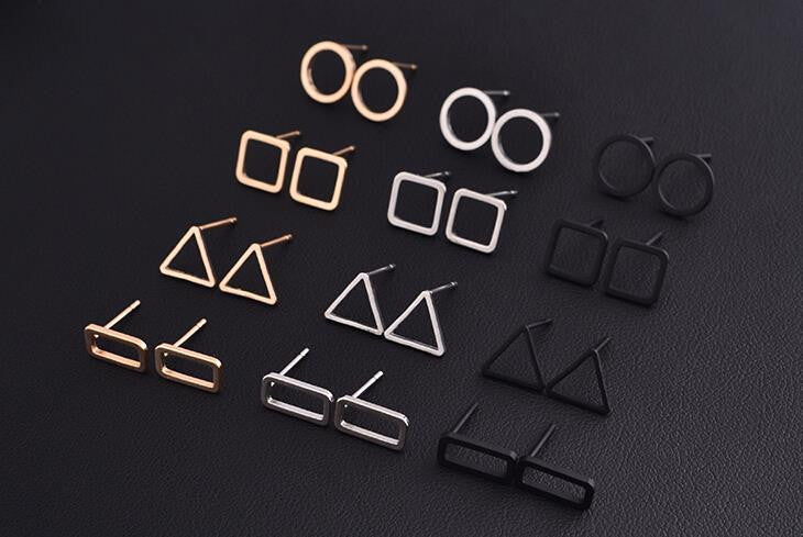 Fashion Gold Silver Punk Simple T Bar Earrings For Women Ear Stud Earrings