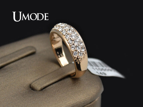 UMODE Classic 18K Rose Gold Plated Rhinestones Studded Finger Rings