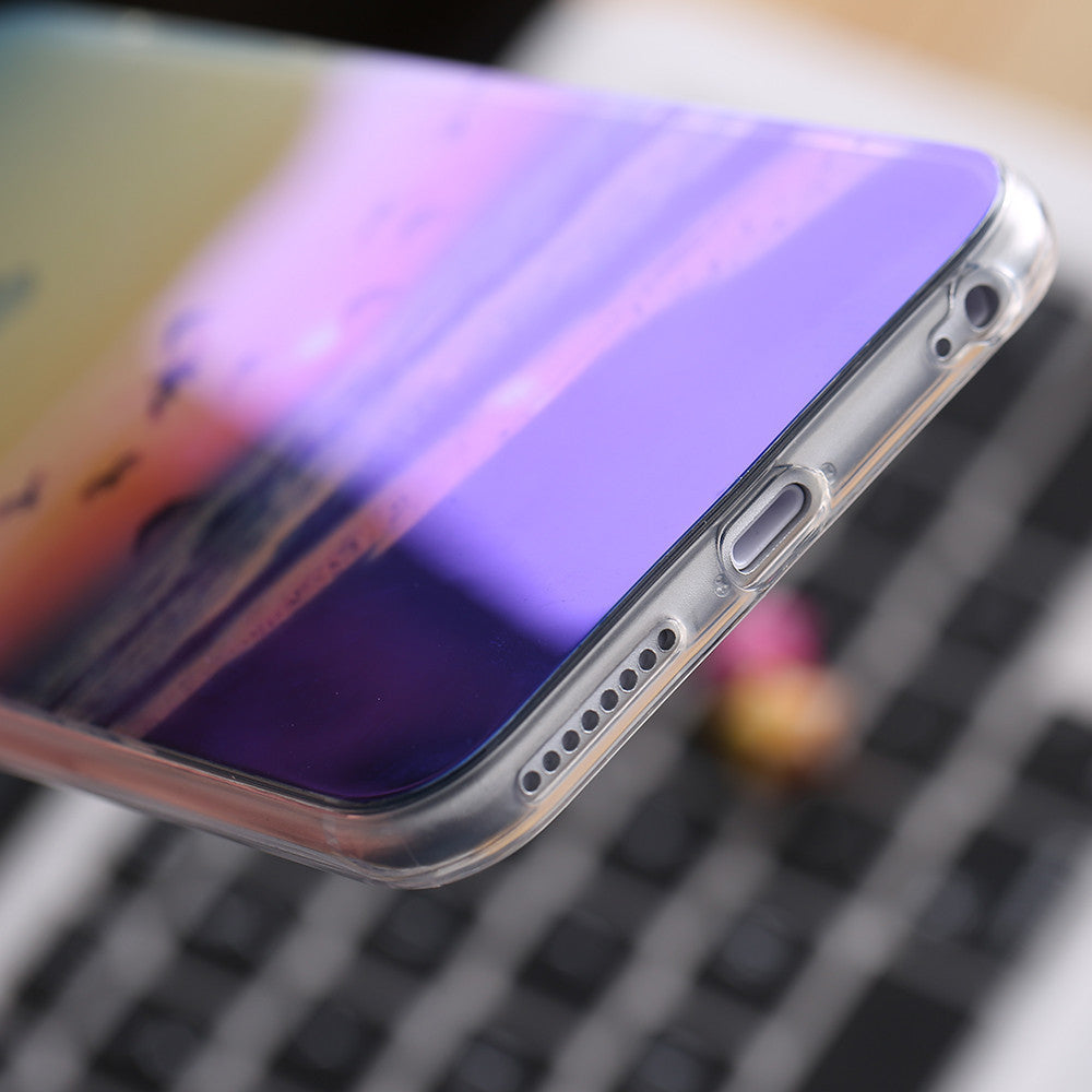 Modern Blue Ray Light Clear Mobile Phone Case For iPhone 6 6S 6 Plus 5.5 6S