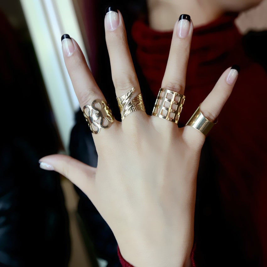 High Quality! Hollow out leaves, flower Mid Finger Knuckle Ring Set free shipping
