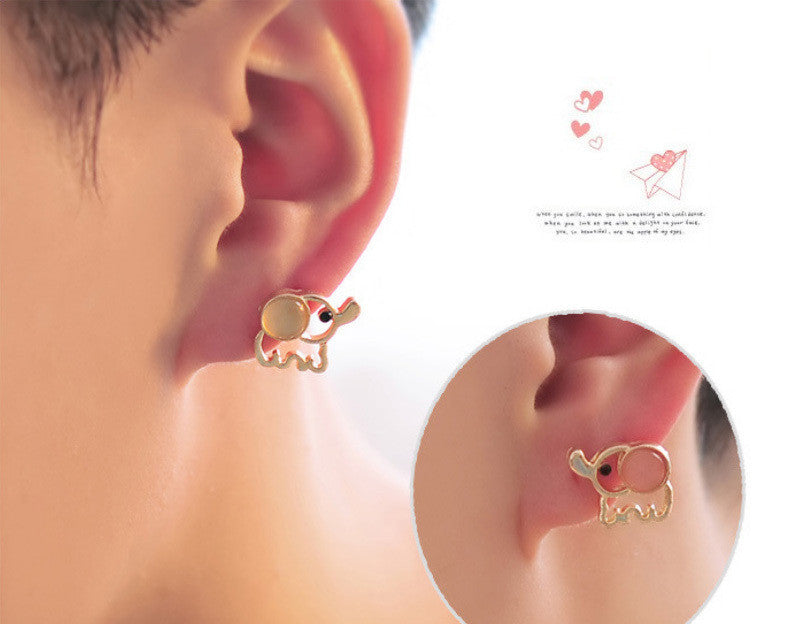 Fashion Lovely Cute Baby Elephant Opal stud earrings women