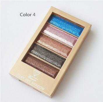 5 Colors Diamond High Quality Pigment Makeup Eyeshadow Palette To Eye kit maquiagem Eye Shadow Beauty Naked Palette Glitte