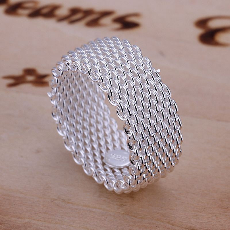 Fashion Net Ring Women&Men Gift Silver Jewelry
