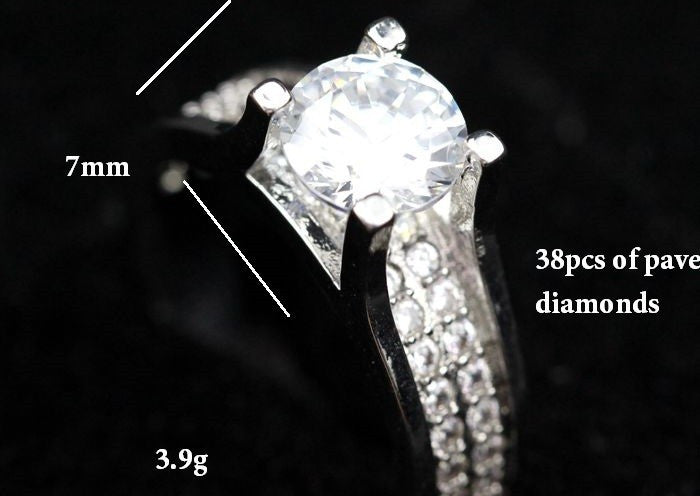 Women's Pave CZ Diamond Rings with Amethyst Blue Topaz Stone