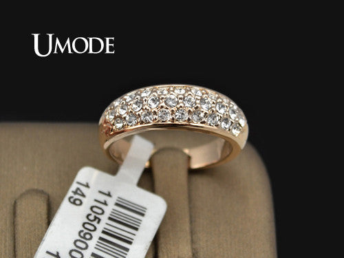 UMODE Classic 18K Rose Gold Plated Rhinestones Studded Finger Rings