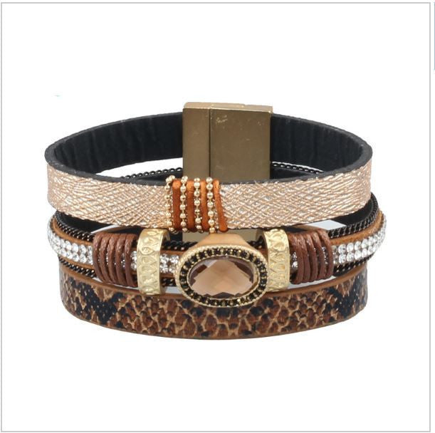 Crystal Leather Bracelet Men/Women