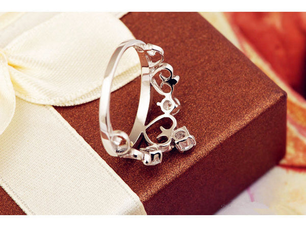One Piece Crown Rings for Women Simulated Diamond Jewelry