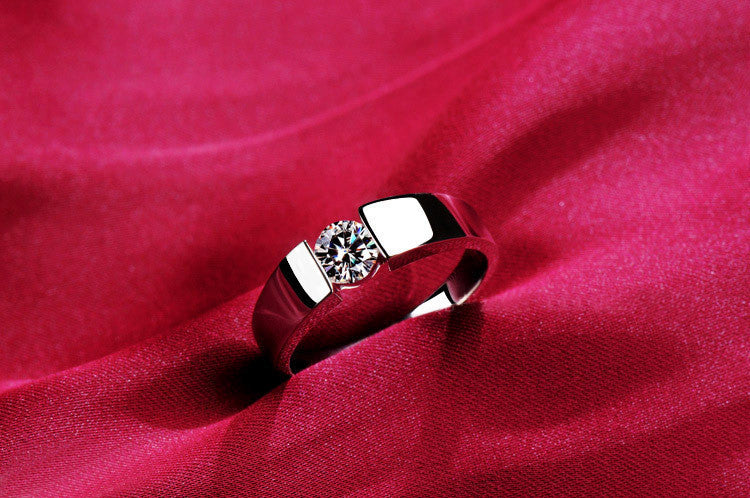 Silver Wedding Rings for Women/Men Sterling Silver Crystal Simulated Diamond Ring