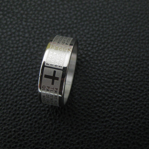 Silver rings for men women Stainless Steel Bible Lord's Prayer Cross Rings