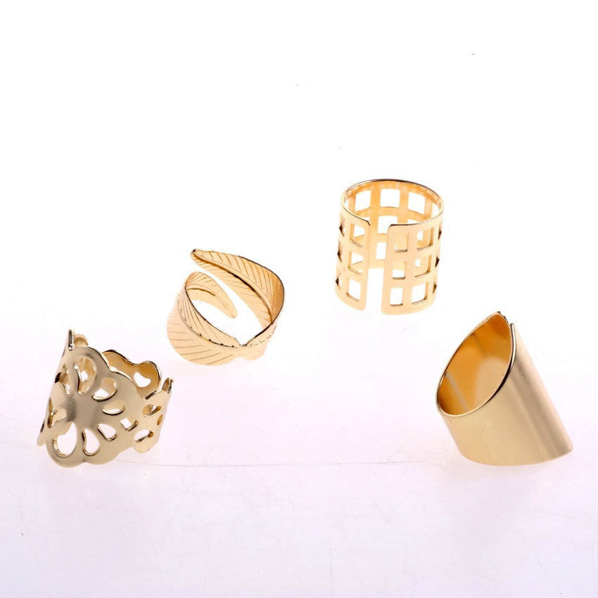 High Quality! Hollow out leaves, flower Mid Finger Knuckle Ring Set free shipping