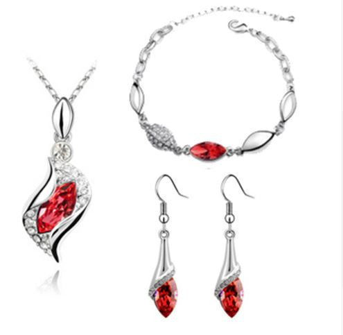 Elegant luxury design new fashion 18k Rose Gold plated colorful Austrian crystal drop jewelry sets women