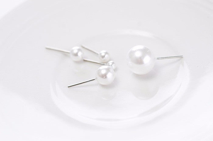 White pearl earrings 6mm/8mm/10mm/12mm Mix Size 1 card 12 pairs stud earrings