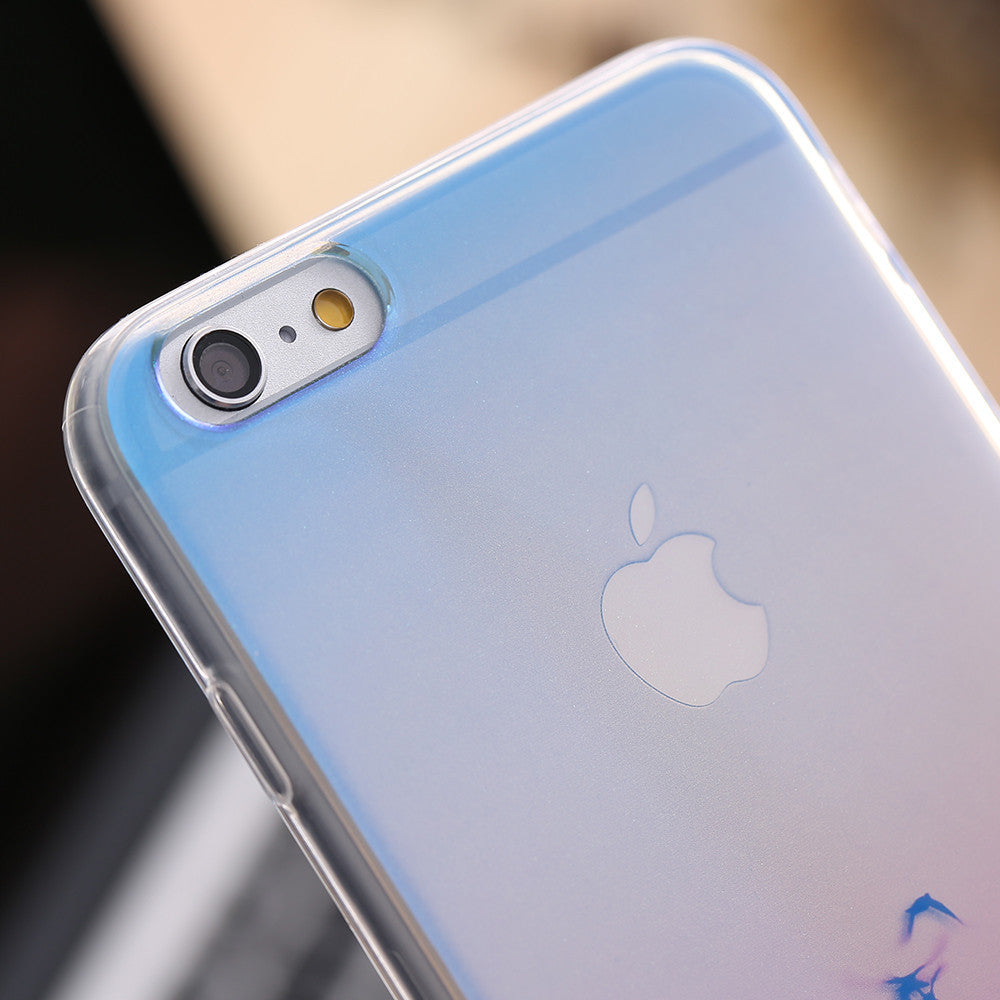 Modern Blue Ray Light Clear Mobile Phone Case For iPhone 6 6S 6 Plus 5.5 6S