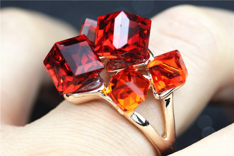 Rose Gold Finger Topaz Jewelry Woman's Engagement Crystal Square Ring