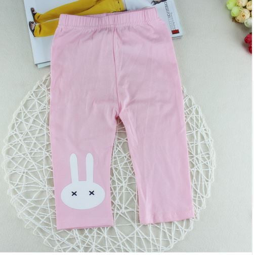 Retail 3-10years 4 color rabbit footless girls knee length kid Five pants Cropped clothing kids leggings children's summer cool