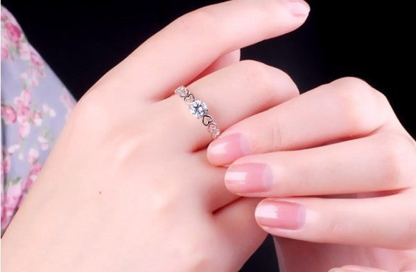 Heart Wedding Rings for Women 925 Sterling Silver Quality Simulated Diamond Ring Love Jewelry