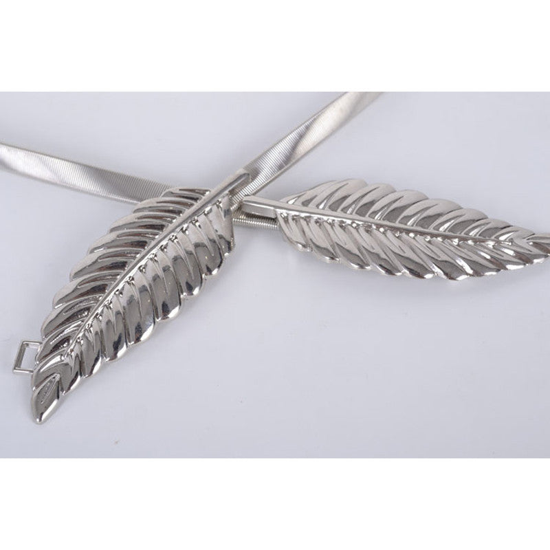 Women Metal Leaves Elastic Waist Dress Belt Strap Waistband Wholesale