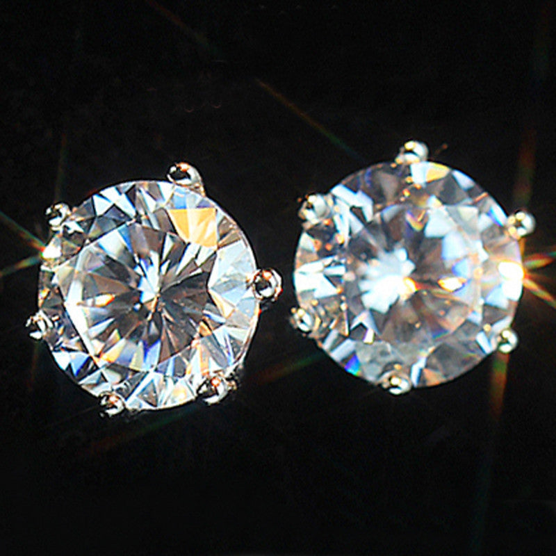 Simple New Design Rhinestone Crystal Silver Stud Earrings