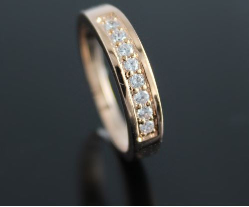 Women Wedding Band Zircon Sterling Silver Simulated Diamond Rings