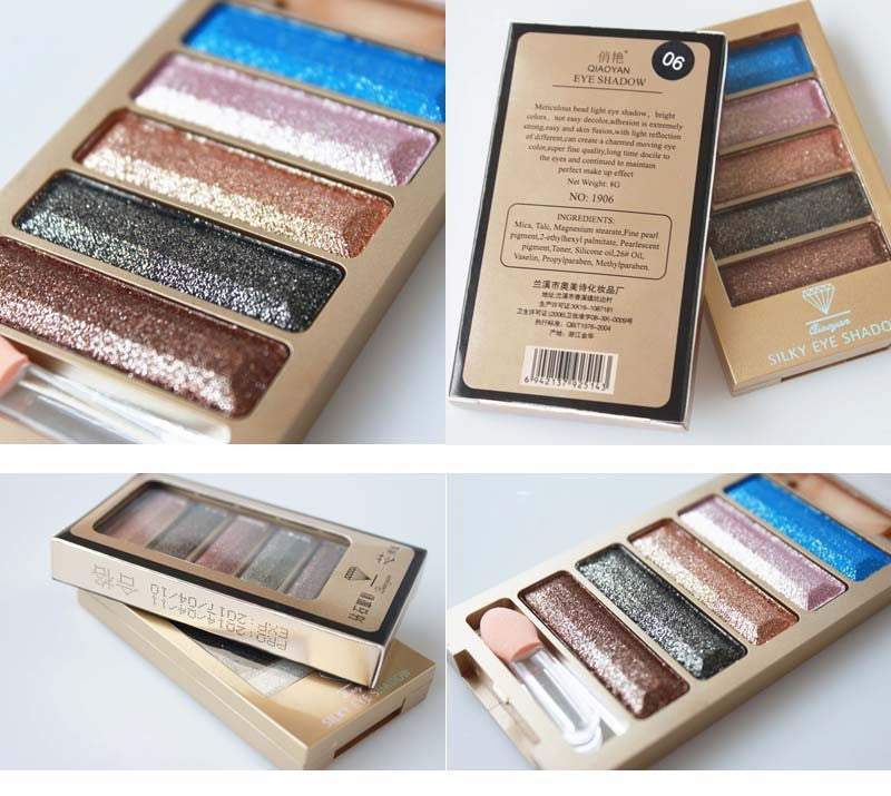 5 Colors Diamond High Quality Pigment Makeup Eyeshadow Palette To Eye kit maquiagem Eye Shadow Beauty Naked Palette Glitte