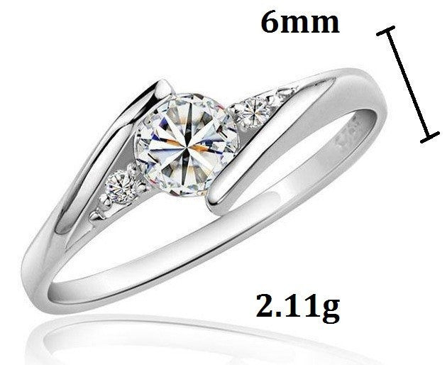 White Gold Plated Wedding Jewelry Rings for Women Crystal Engagement Silver Zircon CZ Diamond Ring