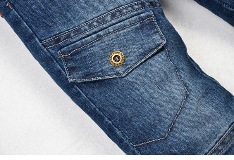 High quality KK-RABBIT Winter Thick Cashmere Fashion Boys Pants Kids Trousers Baby Children Jeans
