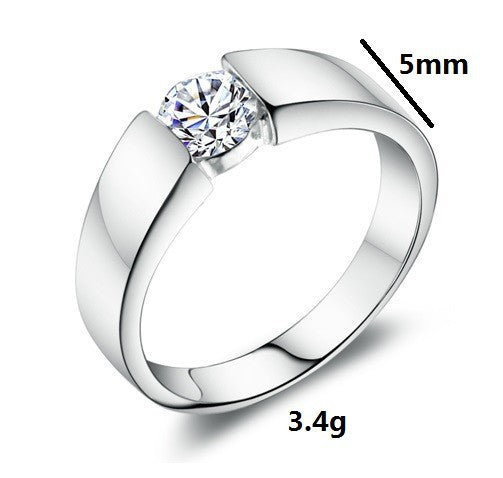 Silver Wedding Rings for Women/Men Sterling Silver Crystal Simulated Diamond Ring