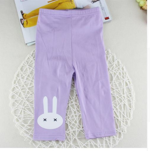 Retail 3-10years 4 color rabbit footless girls knee length kid Five pants Cropped clothing kids leggings children's summer cool