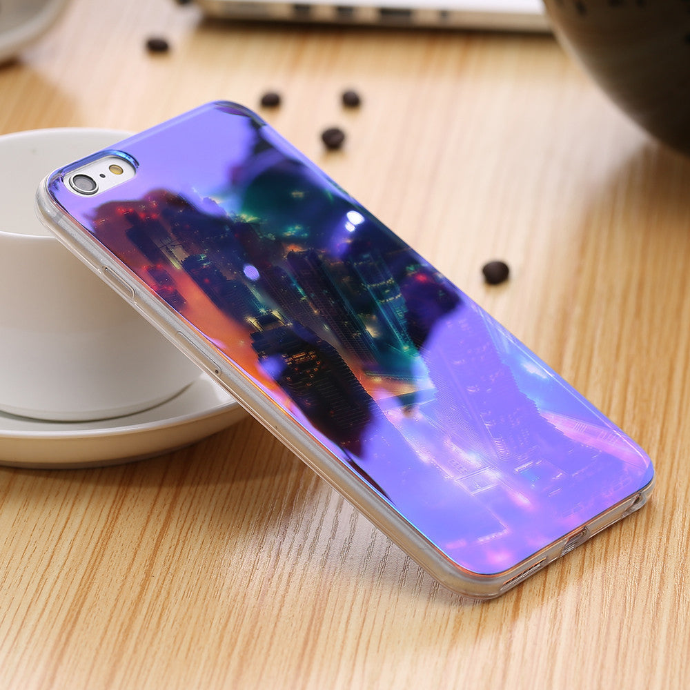 Modern Blue Ray Light Clear Mobile Phone Case For iPhone 6 6S 6 Plus 5.5 6S