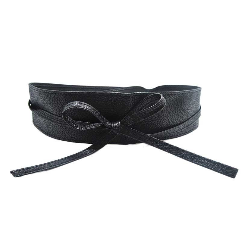Women belt Soft Leather Wide Self Tie Wrap Around Waist Band Dress Belt
