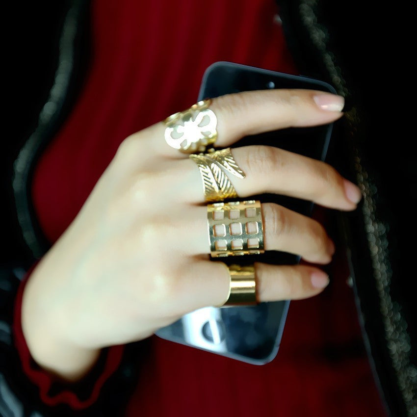 High Quality! Hollow out leaves, flower Mid Finger Knuckle Ring Set free shipping