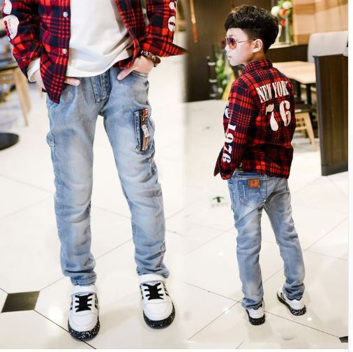 2016 Spring Autumn new jeans for boys Kids Rushed Light-colored fashion Children jean Trousers B135